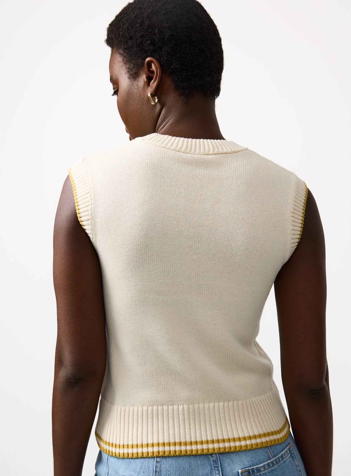 Cream Lemon Graphic Knitted Vest Top XL - Image 4 thumbnail
